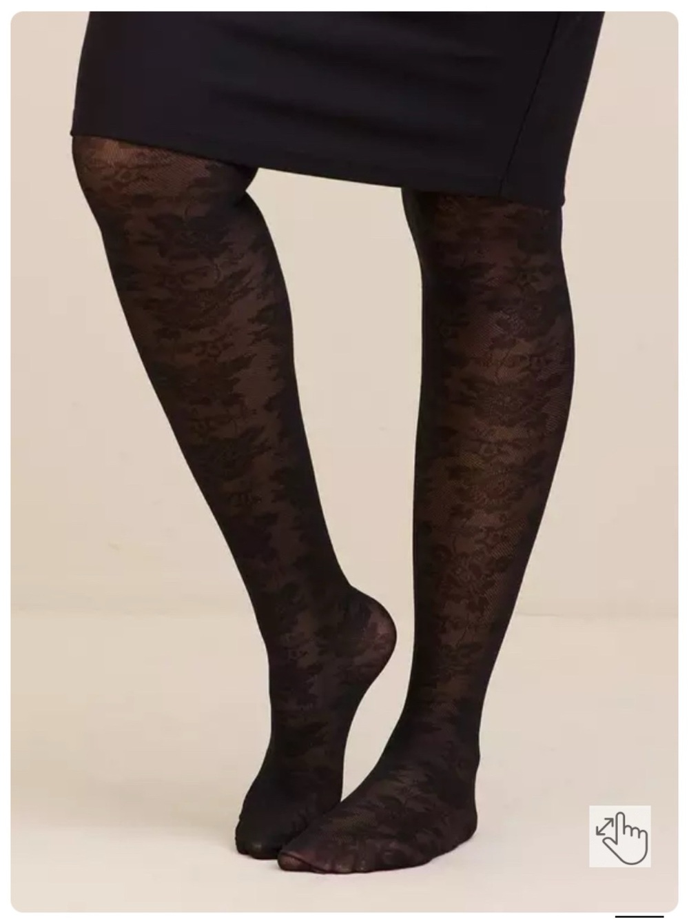 NEW Torrid 3/4 Floral Lace Tights, Black